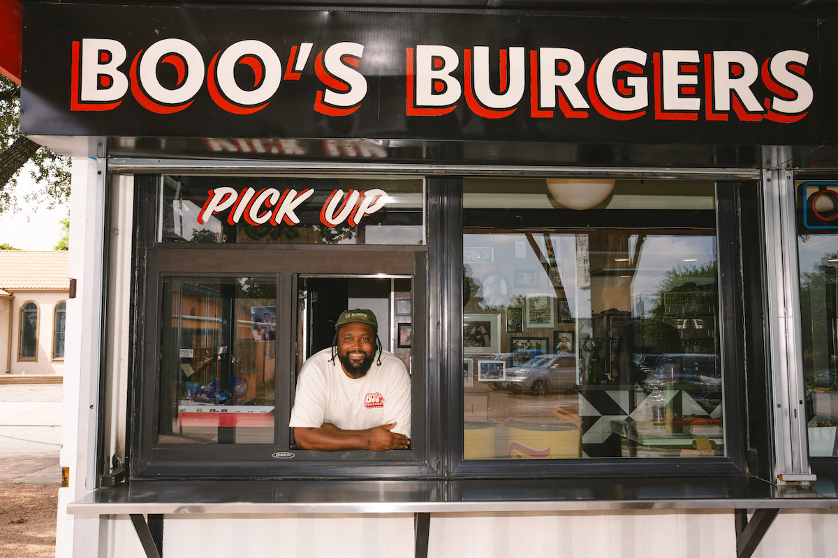 - DiningOut The walk-up window at Boo's Burgers. | Photo by Michael Anthony