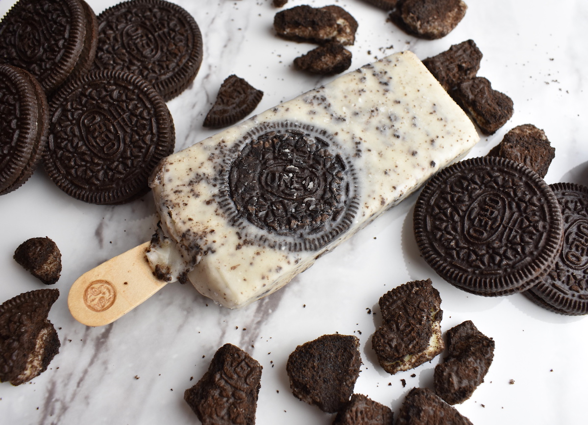 The cookies and cream paleta packs an entire Oreo inside. | Photo by Morelia's Gourmet Paletas