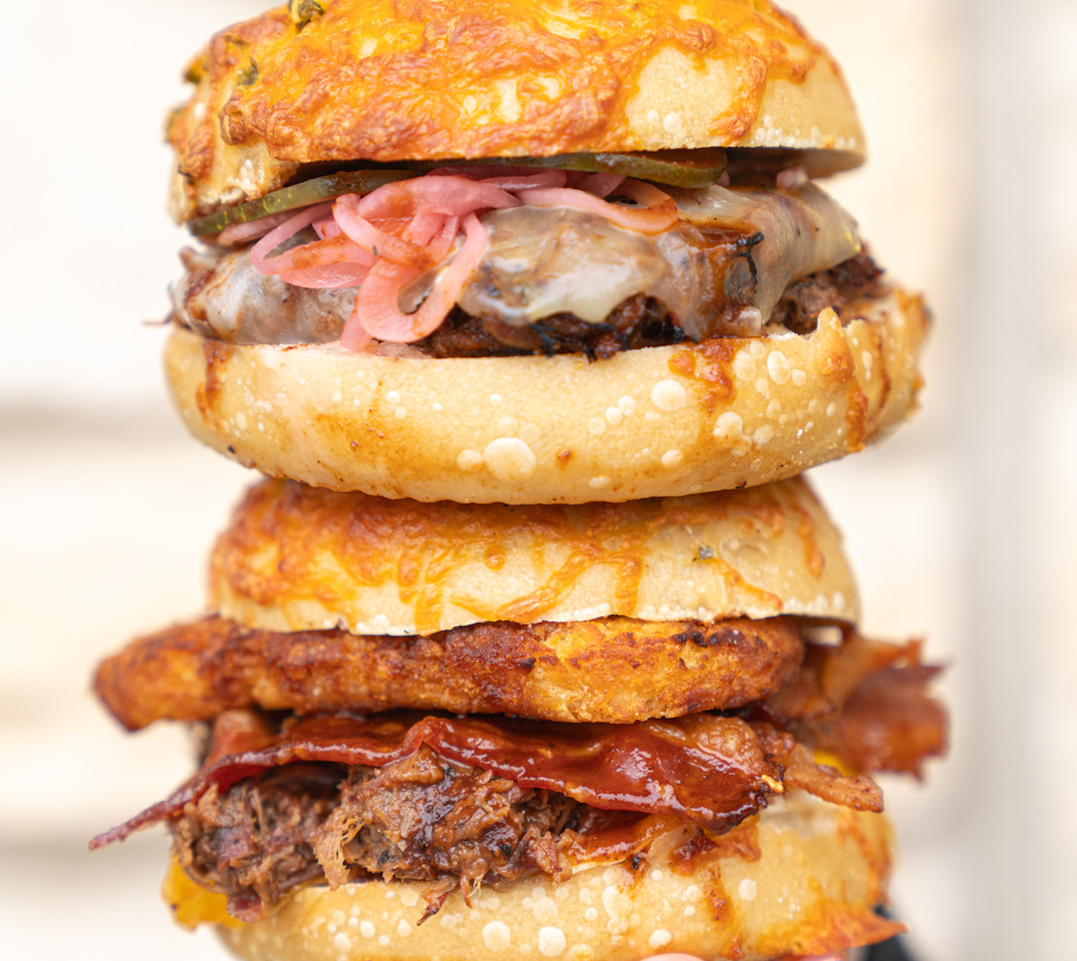 A pair of hefty bagel sandwiches at Dan's Bagels. | Photo by Tim Lee