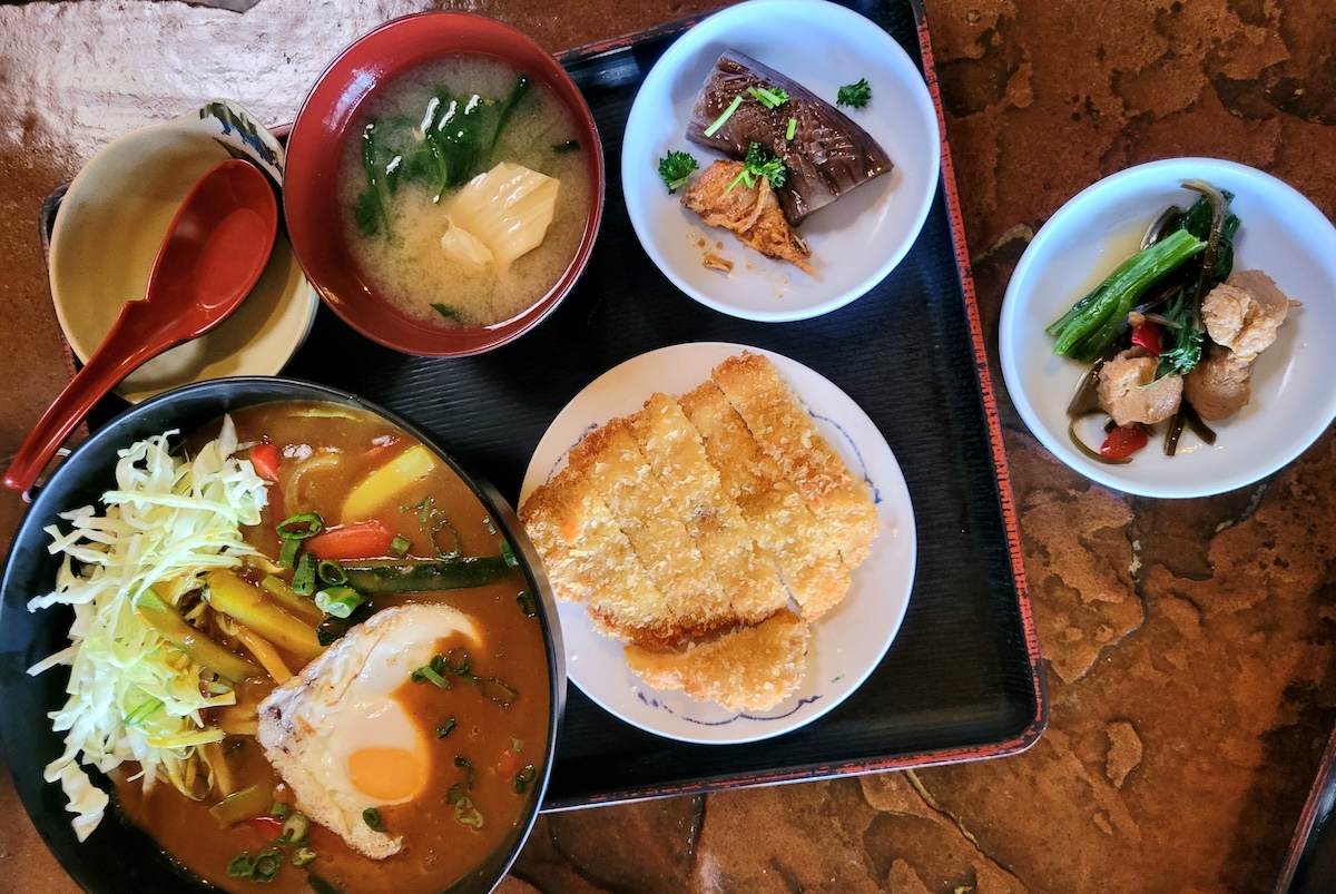 Piles of japanese food