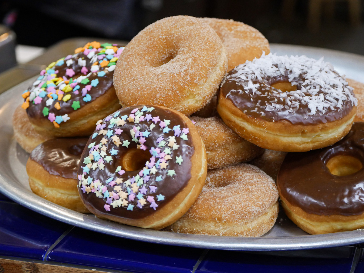 A tray at El Bolillo piled high with doughnuts. | Photo by Mariel Rascon