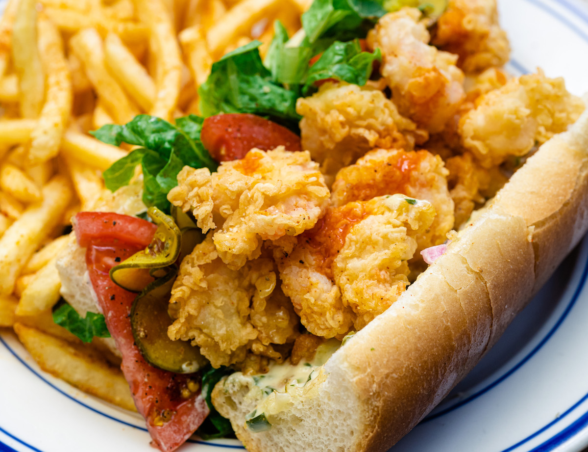 The fried shrimp po’boy is a Wednesday lunch special at Eunice. | Photo by Duc Hoang
