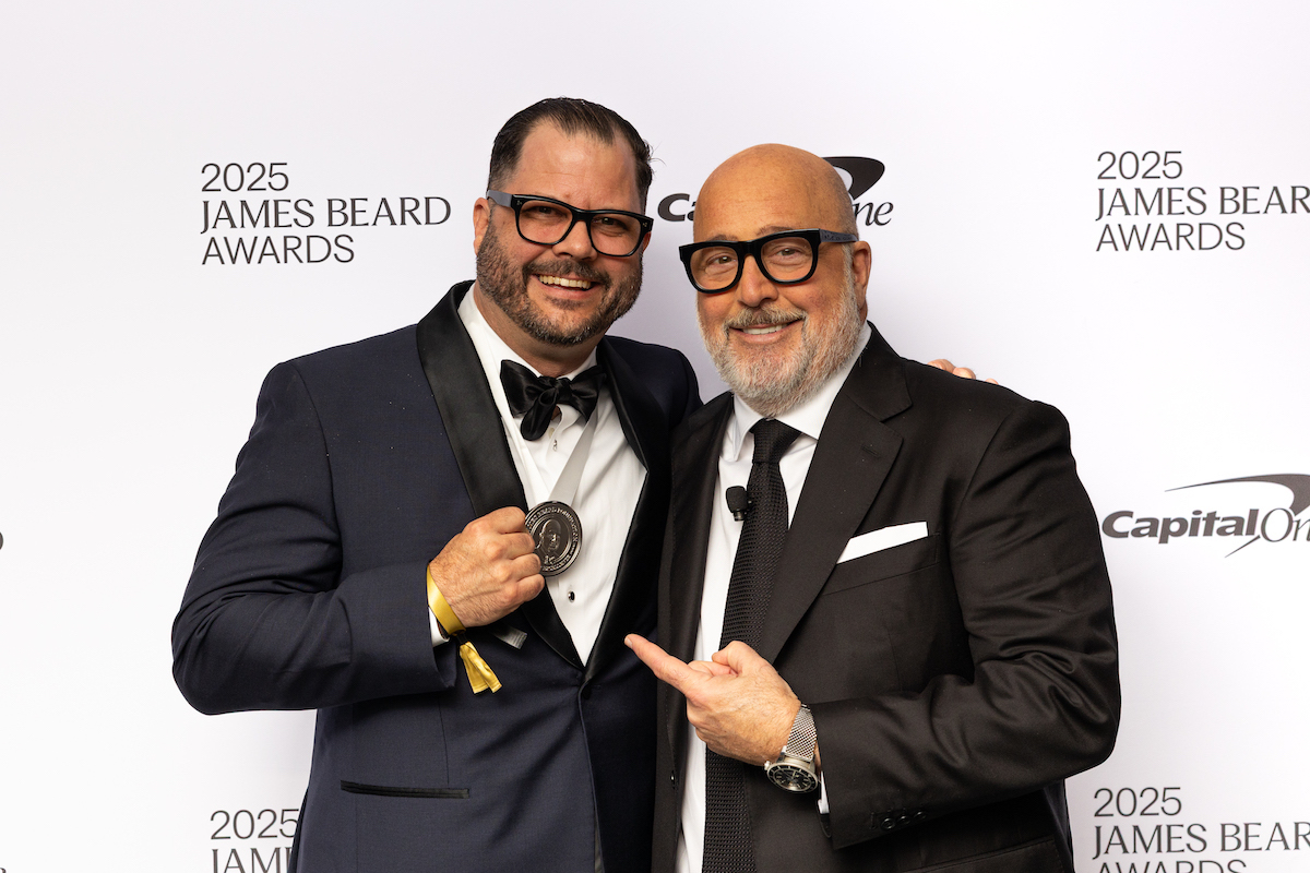 Chad Houser celebrating his win from Andrew Zimmern at the 2025 James Beard Awards. | Photo by Galdones Photography/JBF