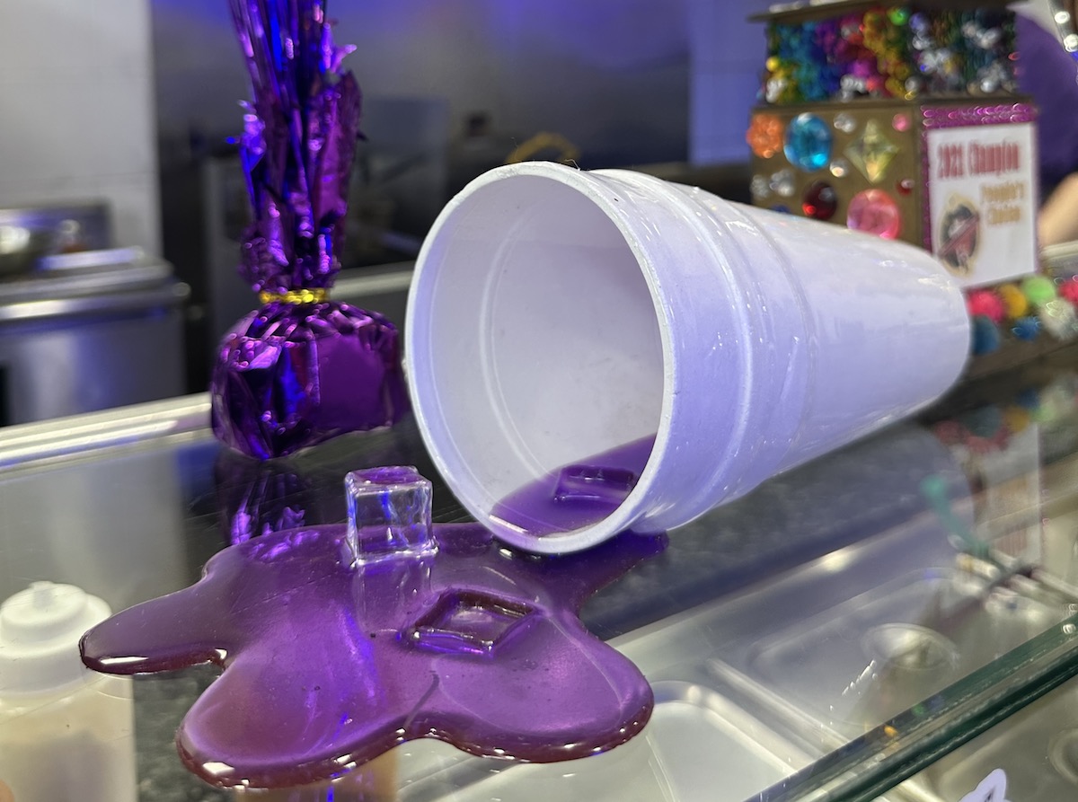 A lean-inspired work of art rests atop the counter at Gordo Ninos. | Photo by Megha McSwain