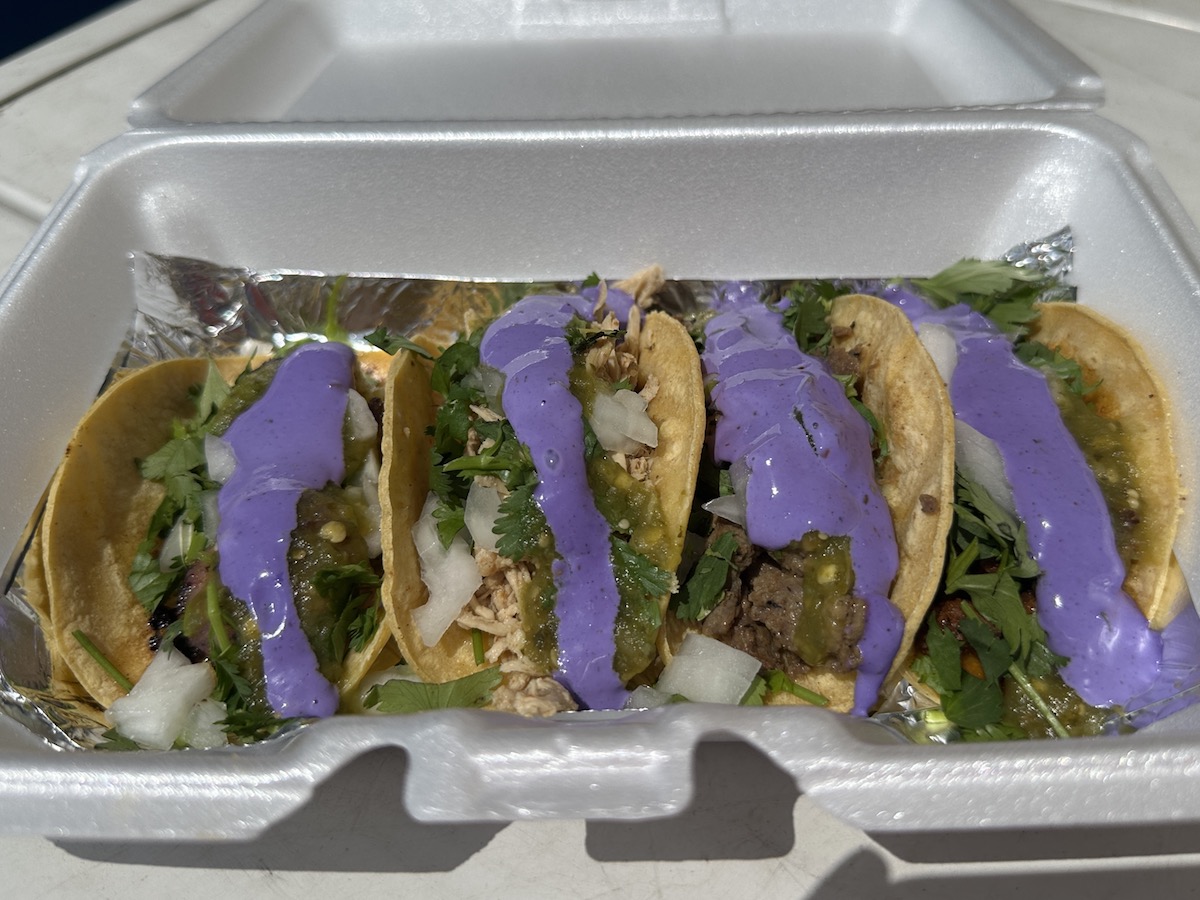 A variety of tacos drizzled with Lean sauce at Gordo Ninos. | Photo by Megha McSwain