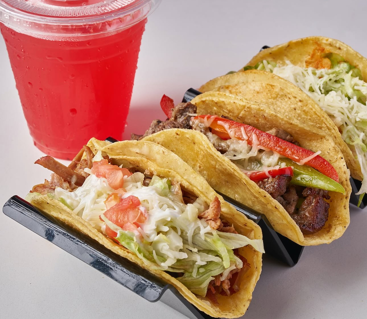 A trio of tacos at Tacos y Mas. | Photo by Tacos y Mas