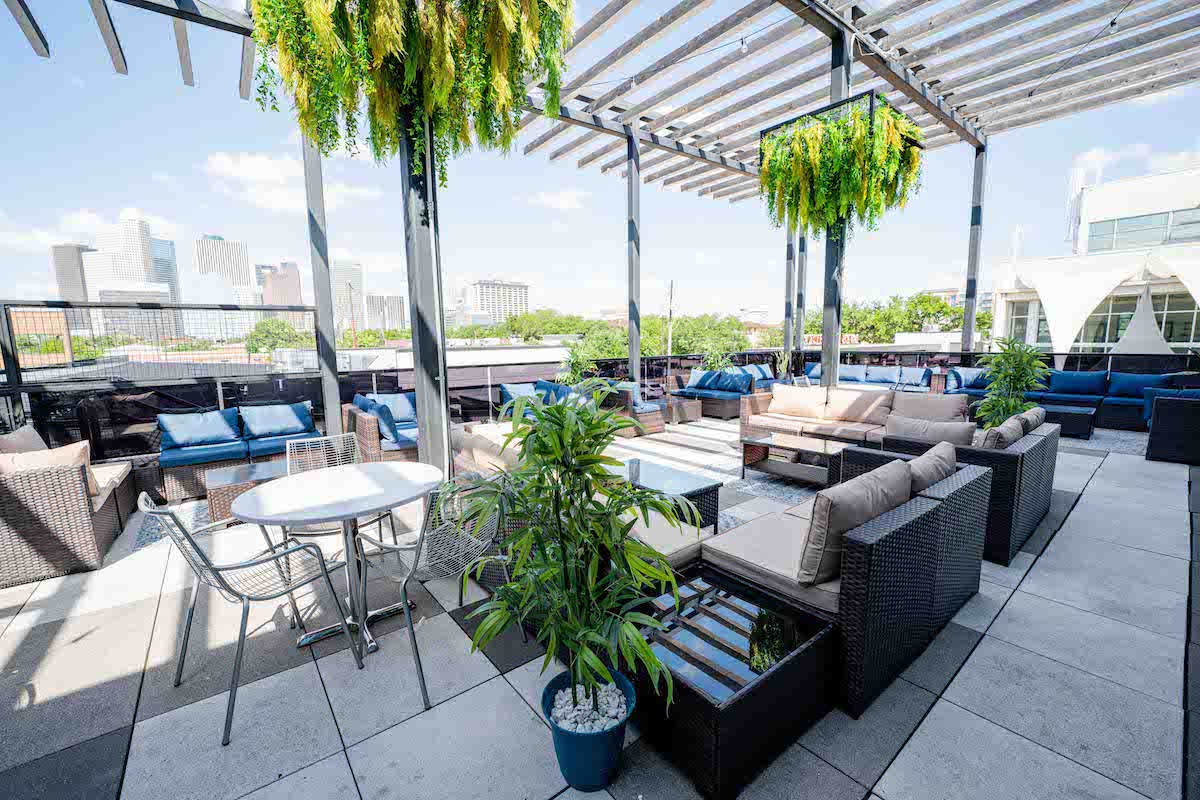 The covered outdoor terrace at Reset. | Photo by Reset