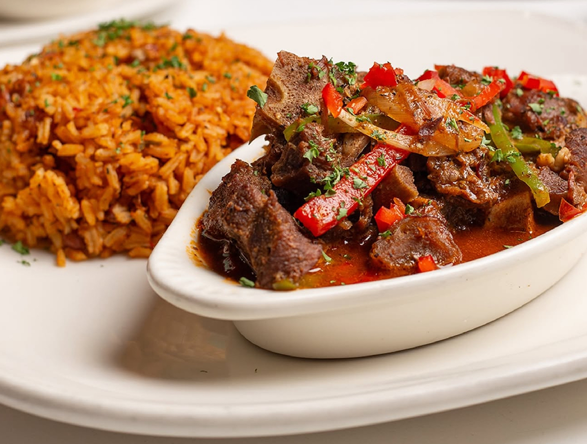 A beef dish with rice at Doña Maria. | Photo by Doña Maria