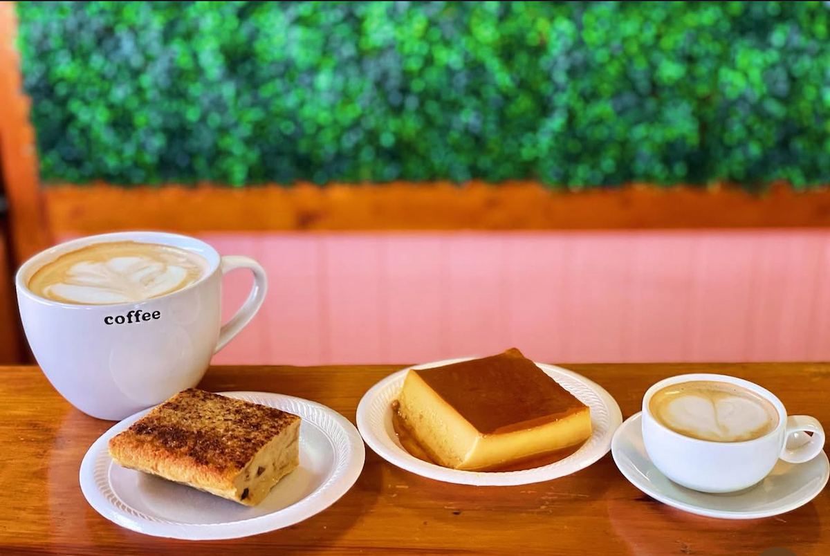 Flan and bread pudding with coffee at Cuco's Sandwich Shop. | Photo by Cuco's Sandwich Shop