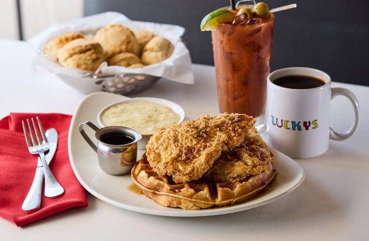 Chicken and waffles at Lucky's Cafe. | Photo by Lucky's Cafe