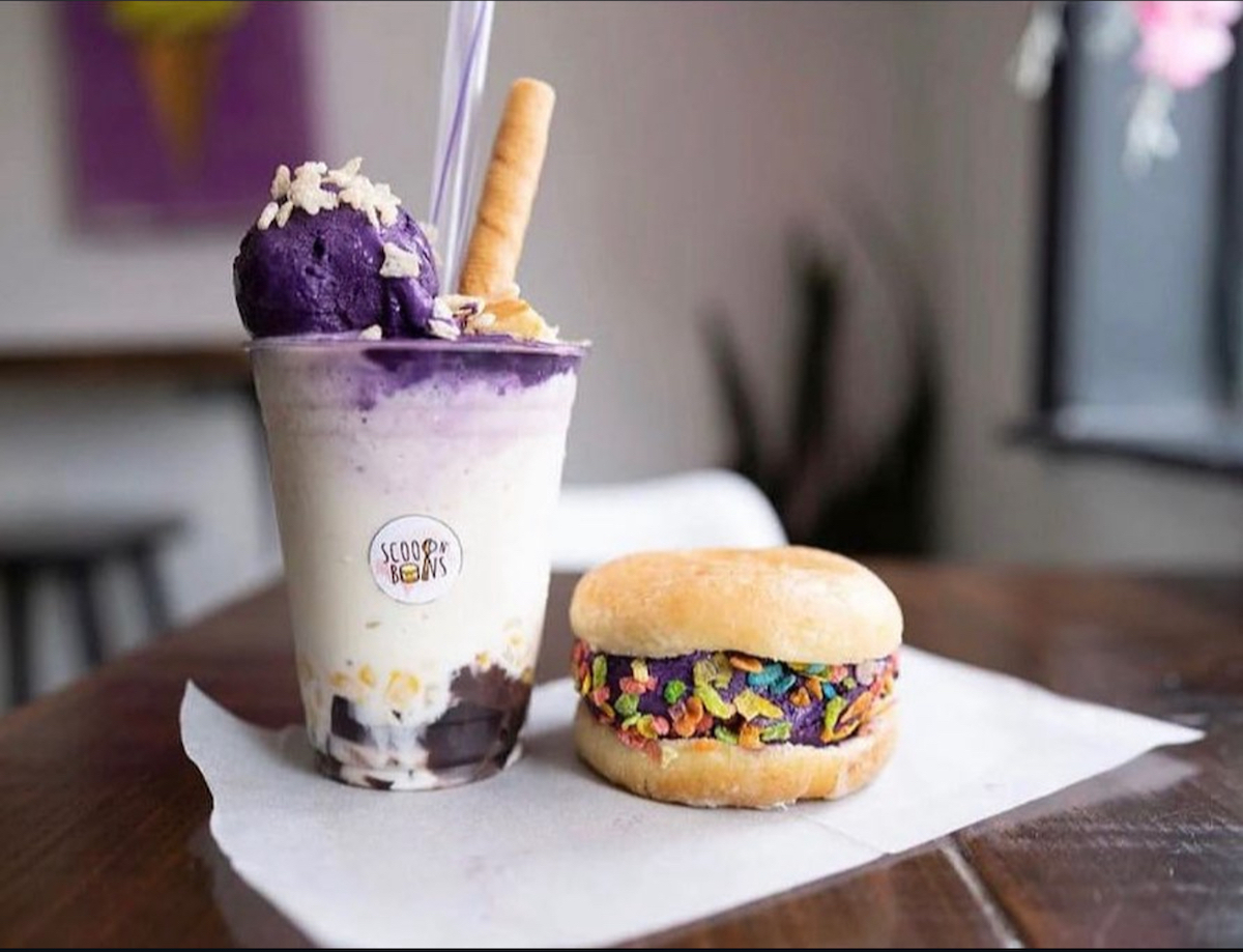 Ube-flavored desserts at Scoop 'n' Buns. | Photo by Scoop 'n' Buns
