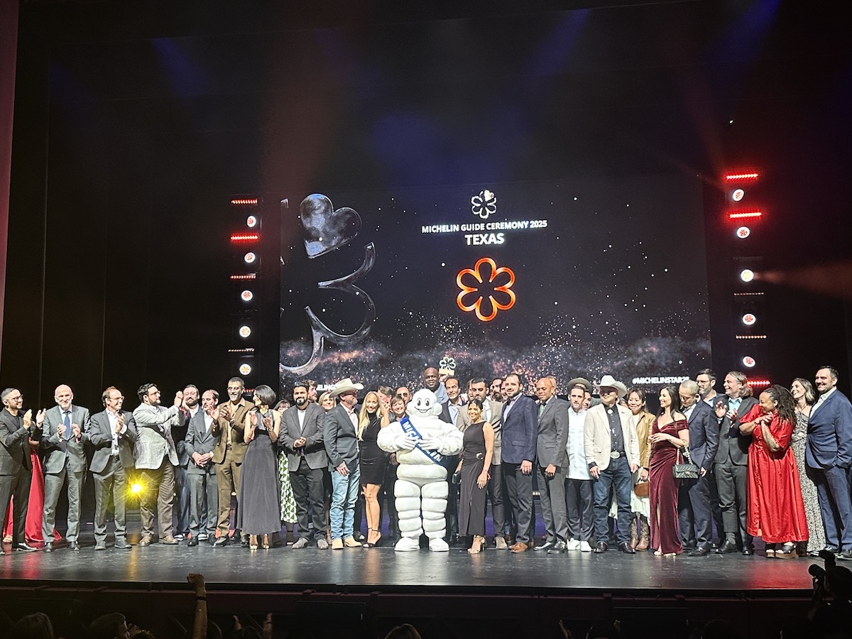Michelin One Star recipients for Texas take the stage at the 2025 awards ceremony. | Photo by Megha McSwain