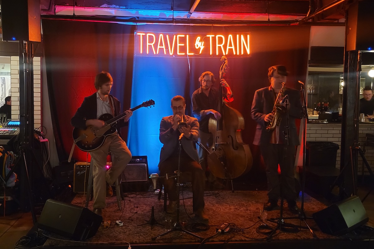 jazz group on stage with four members