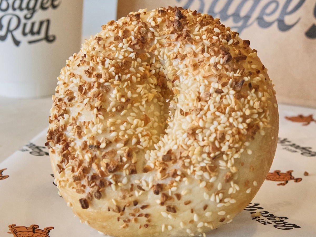 Garlic sesame bagel at Jeff's Bagel Run. | Photo by Jeff's Bagel Run