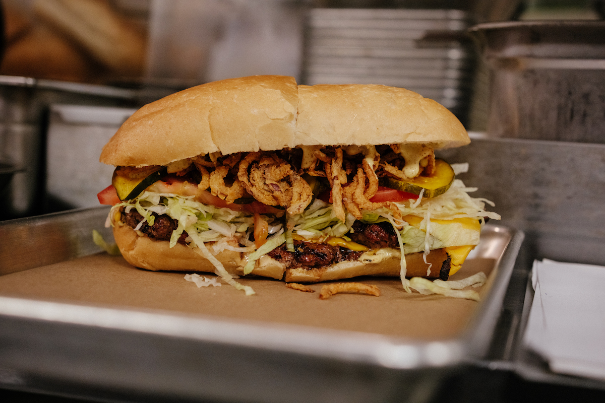 The Sittin Sidewayz burger on Leidenheimer bread at Josephine's. | Photo by Quit Nguyen