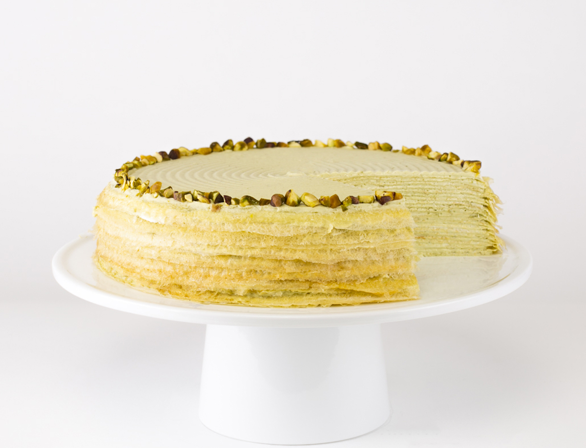 Pistachio cake at Lady M Cakes. | Photo by Lady M Cakes
