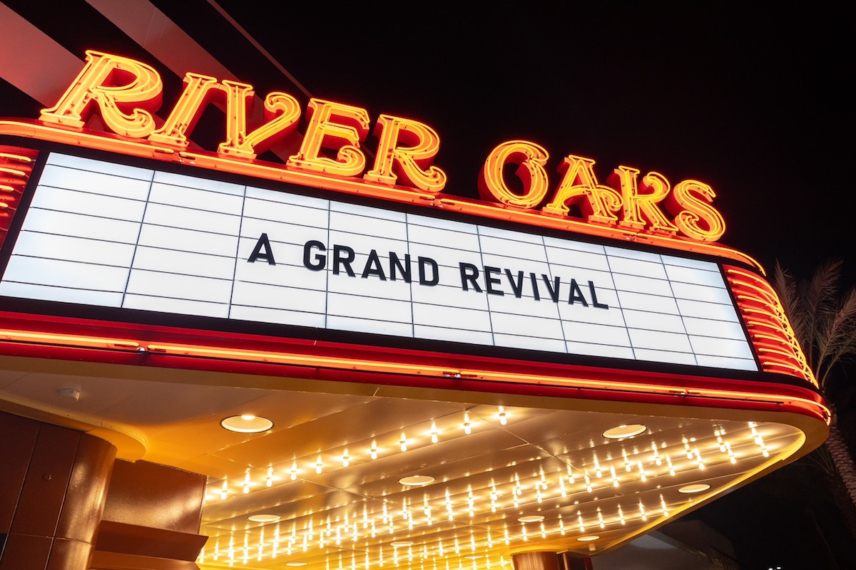 The marquee at the newly reopened River Oaks Theater. | Photo by River Oaks Theater