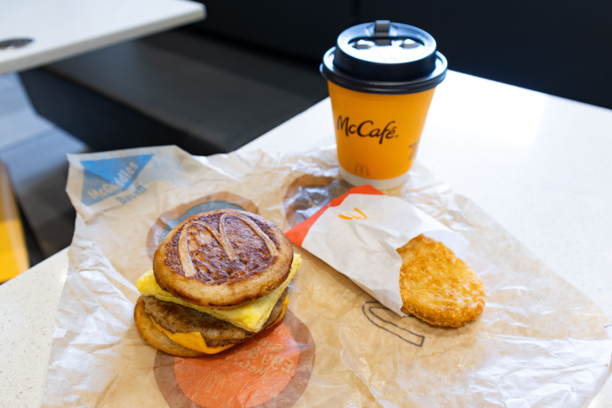 BestMatcha_KillerJoePistachioCaramelLatteMatcha_PhotobyDesireeGutierrez-1 - DiningOut New York, New York USA - February 24 2024: McDonald's McGriddles Meal with Hash Browns and a Coffee inside a McDonald's Restaurant