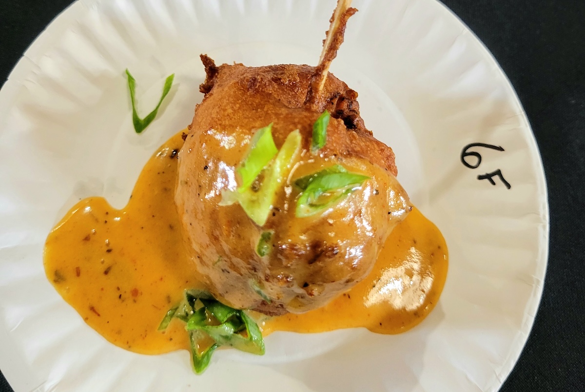 Six Houston Restaurants Made History with Michelin Star Recognition at Texas Guide Ceremony - DiningOut Nola Jane's chicken corndog was a big hit. | Photo by Linnea Covington