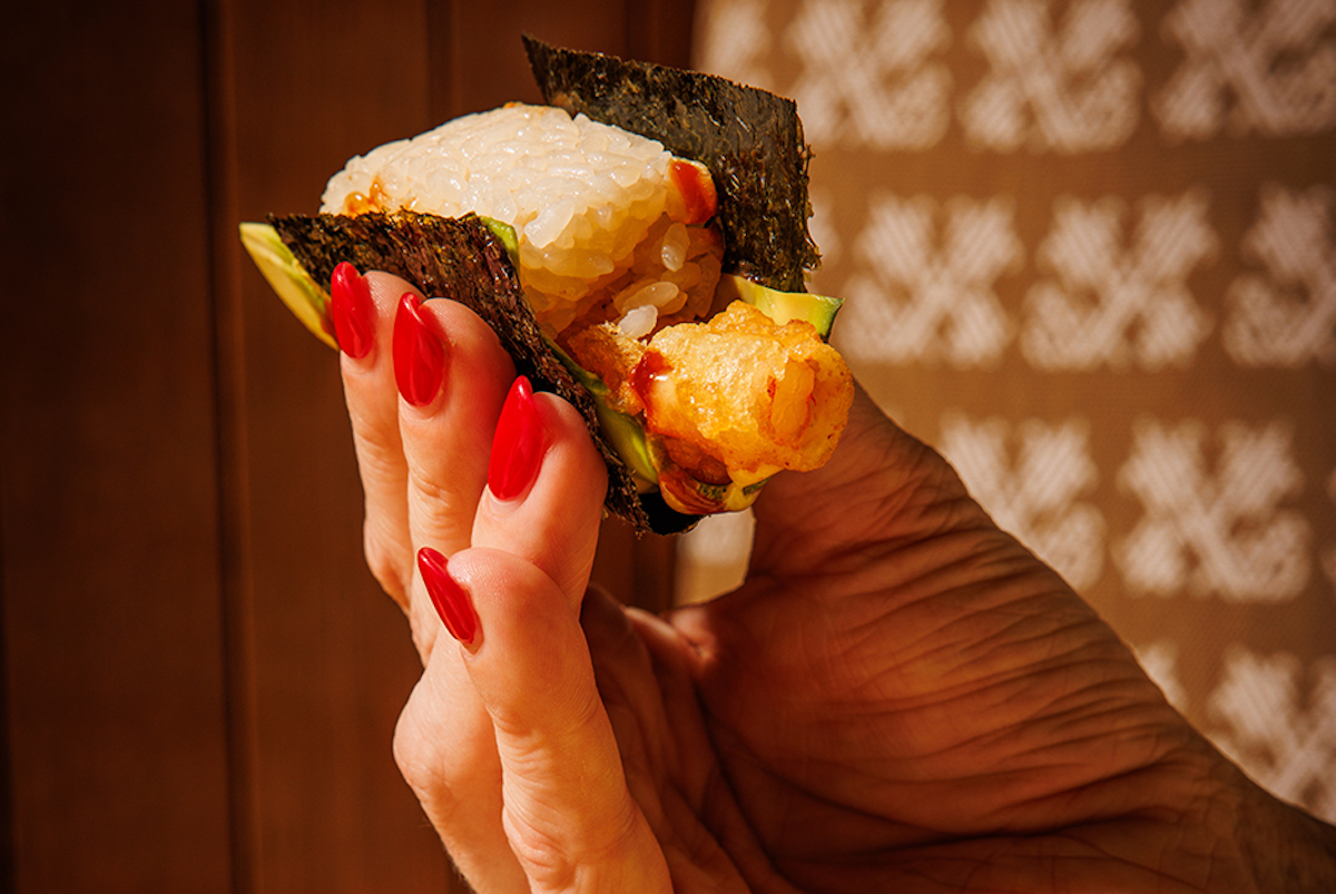 Shrimp tempura handroll at Norman's | Photo by Samantha Marie Photography 