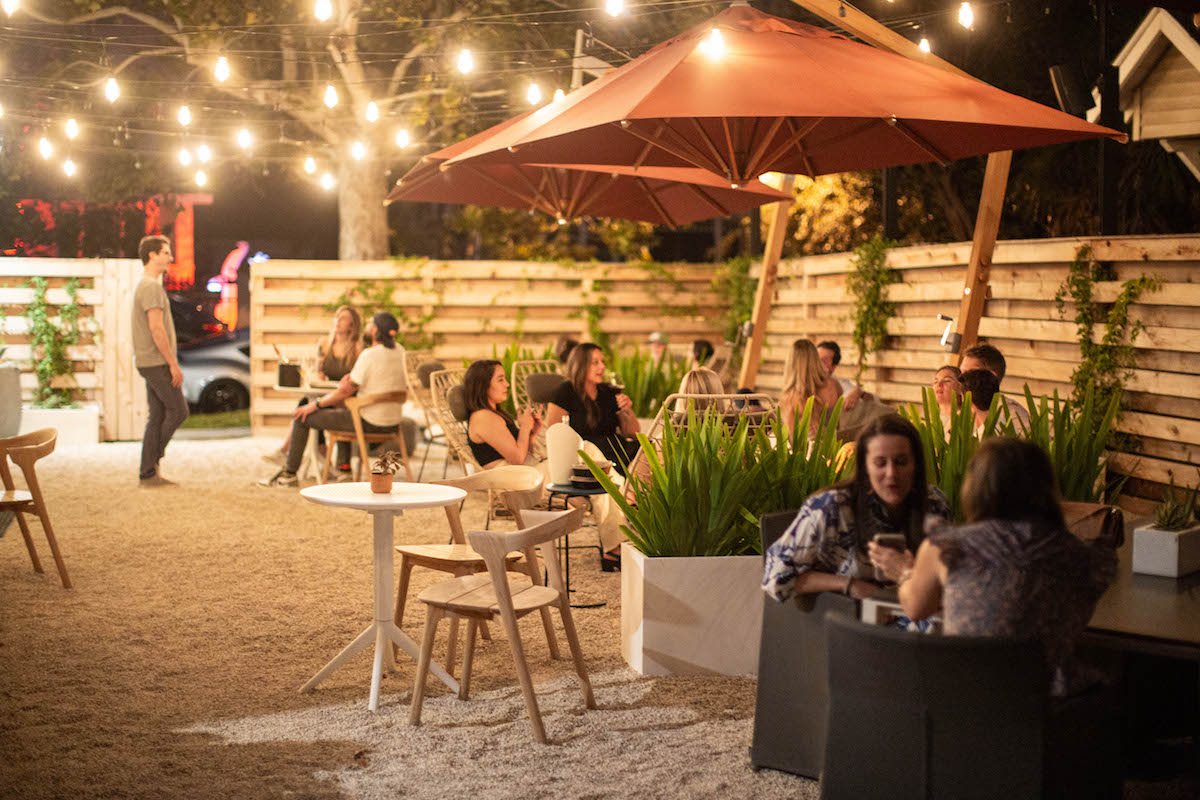 The patio at Padre's Wine Bar at night. | Photo by Andrew Hemingway