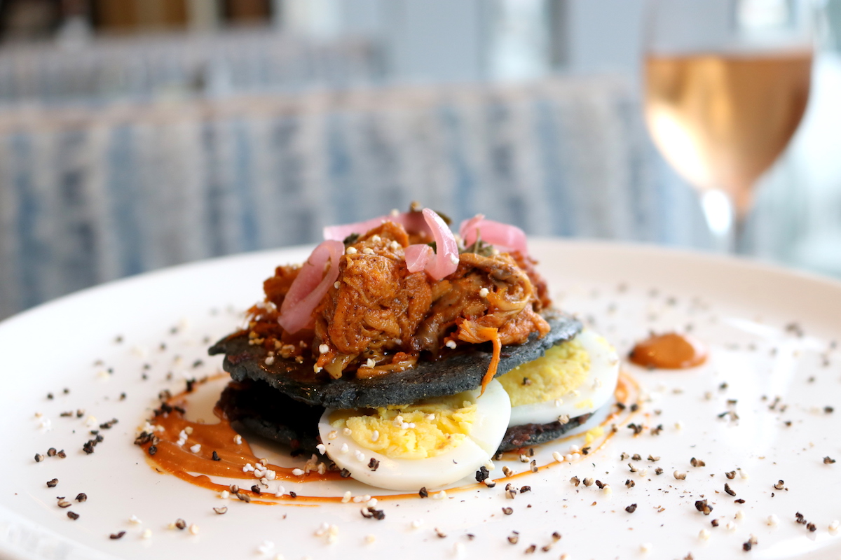 Panucho con cochinita pibil on the Yucatan tasting menu at Caracol. | Photo by Caracol