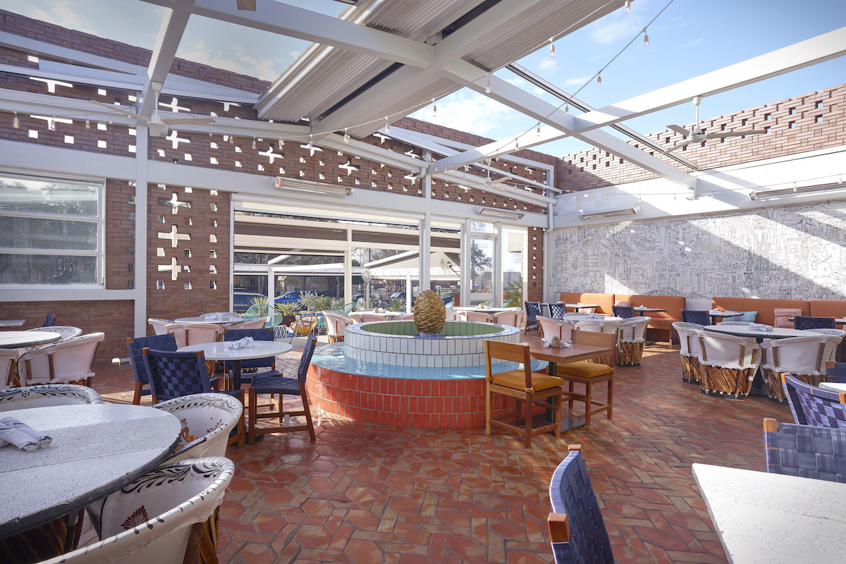 Jose's temperature controlled main patio with a  retractable roof. | Photo by Kevin Marple