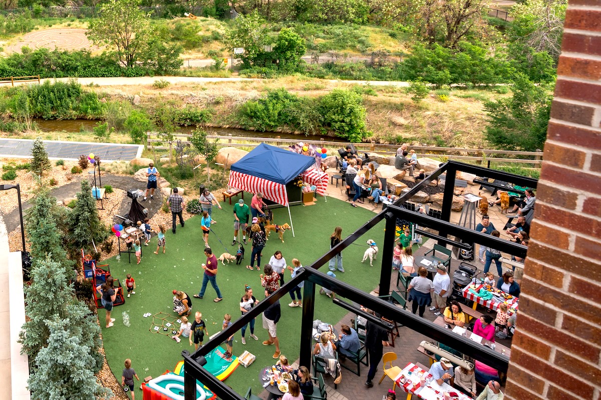 Get outside and play games on this Golden Patio. | Photo by The Eddy Taproom Hotel