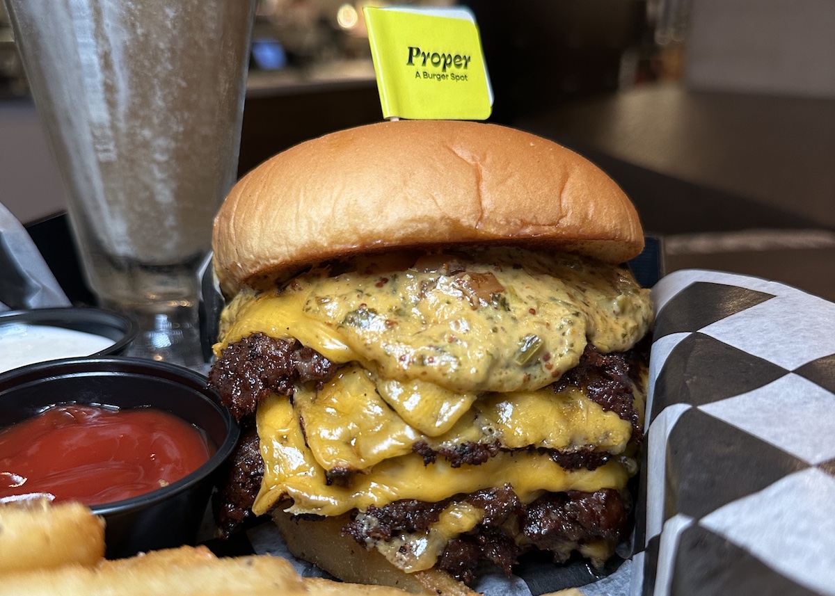 The five patty smashburger at Proper: A Burger Spot in the Finn. | Photo by Proper: A Burger Spot