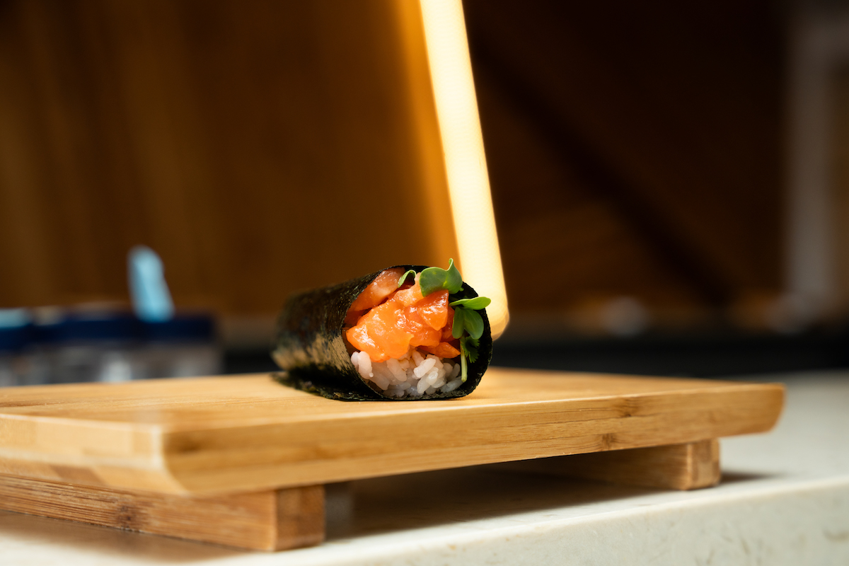 Salmon hand roll at Hando. | Photo by Hando