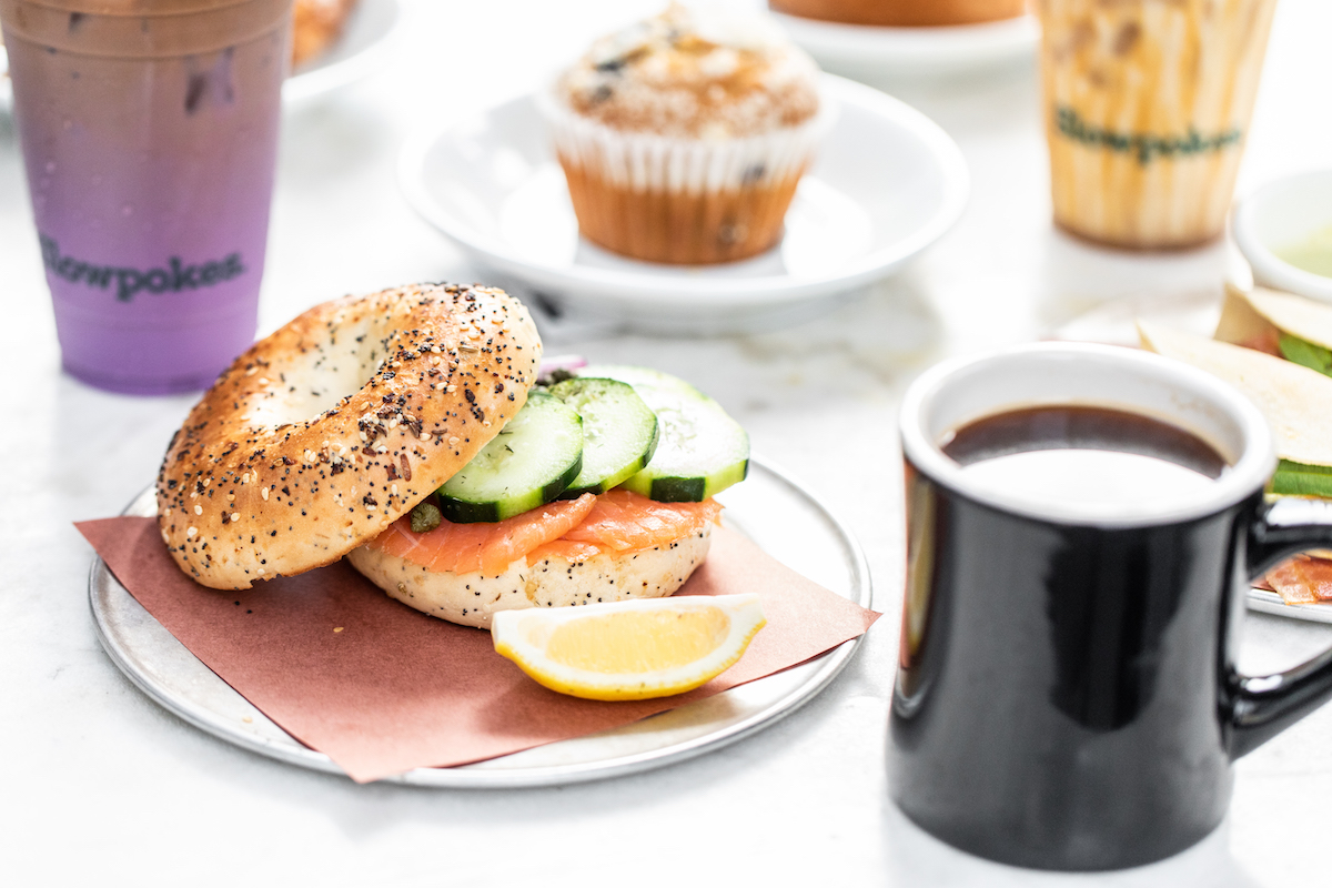 A breakfast spread, starring a bagel and lox sandwich at Slowpokes. | Photo by Becca Wright