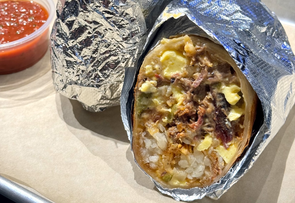 breakfast burrito on tray