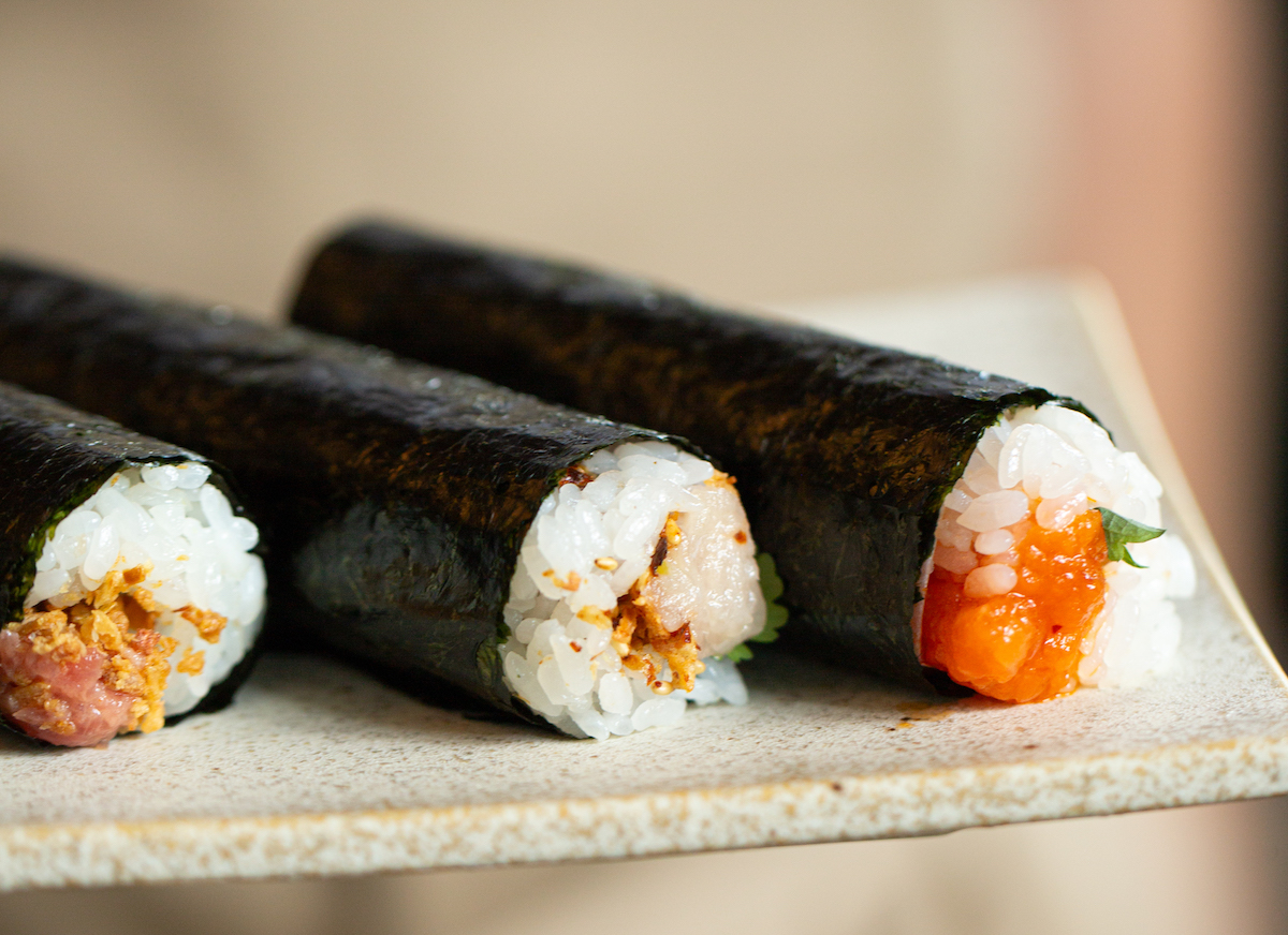 A trio of hand rolls at Kokoro Hand Roll Bar. | Photo by Studio Rivera
