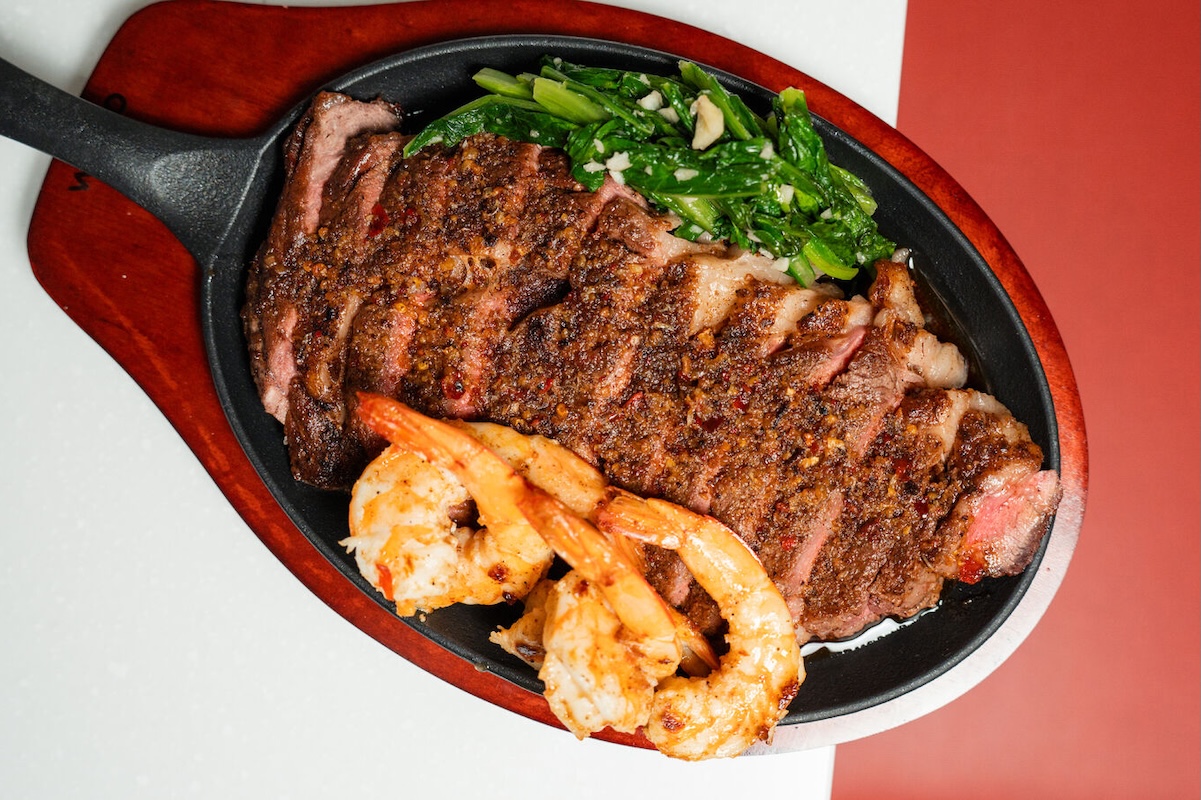 The new steak coming to MAKfam is a true delight, and it comes with plump shrimp. | Photo by Jeff Fierberg