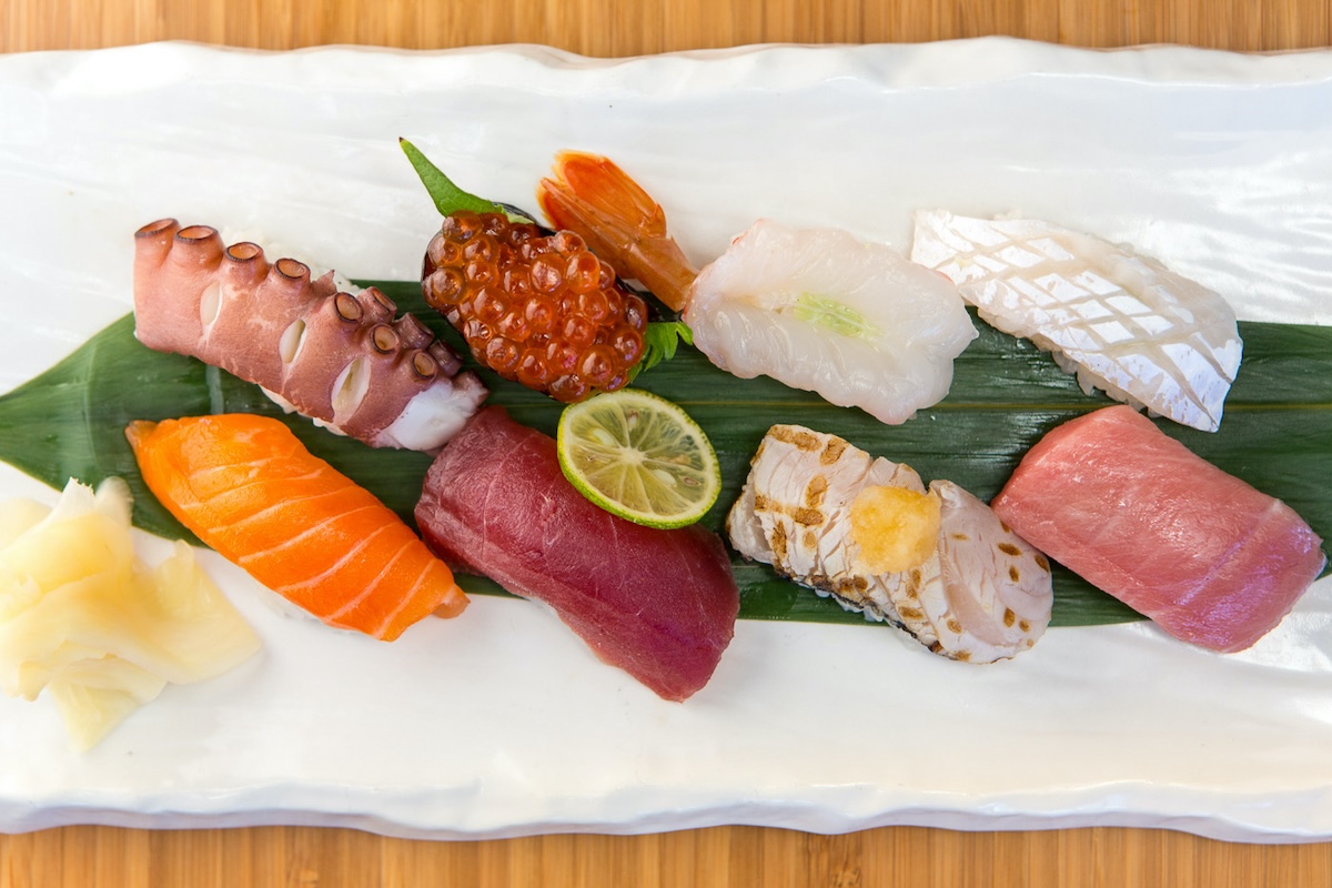 - DiningOut plate of nigiri from Sushi Den Denver