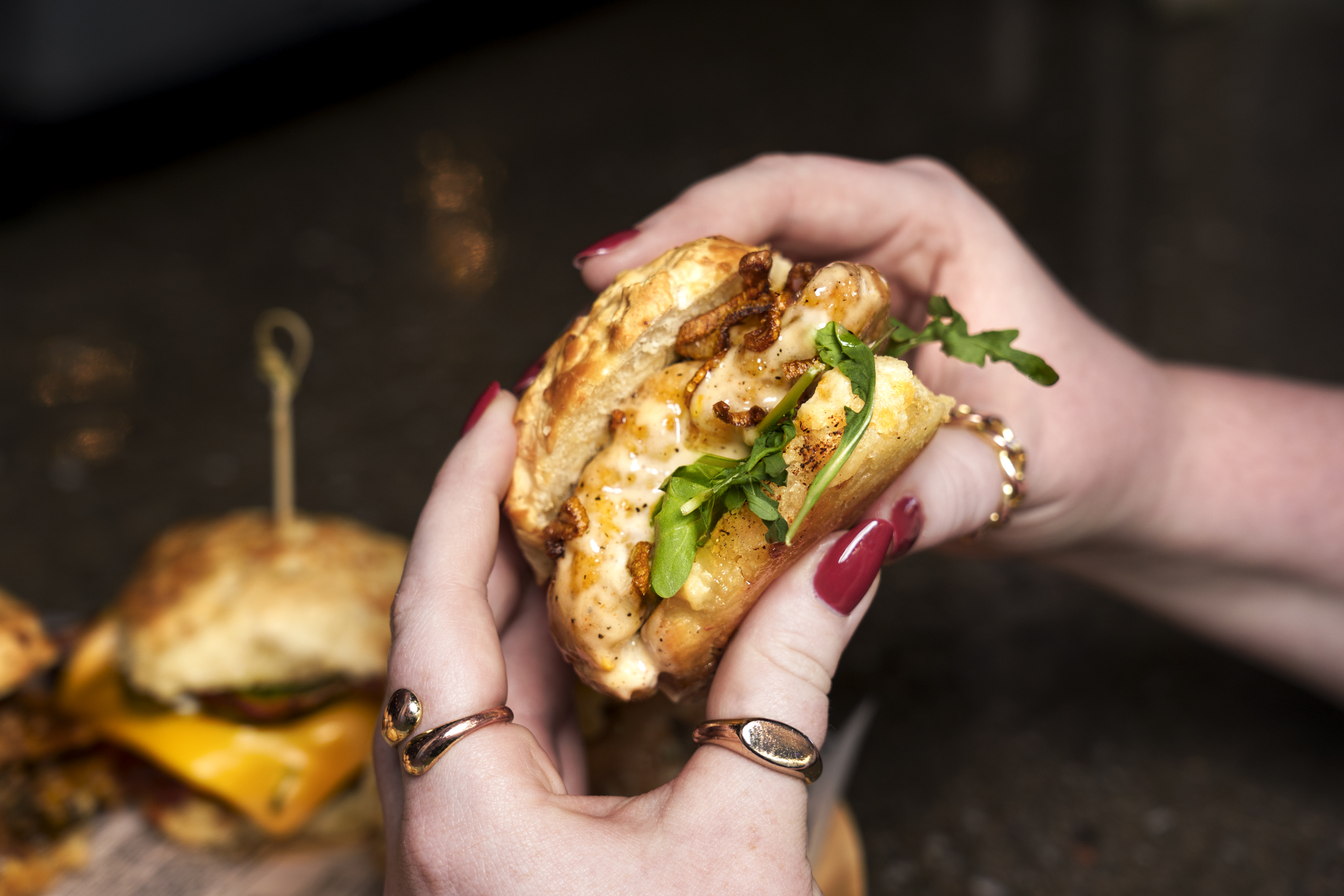 Vote for your favorite fried chicken biscuit. | Photo by Ashley Beguin