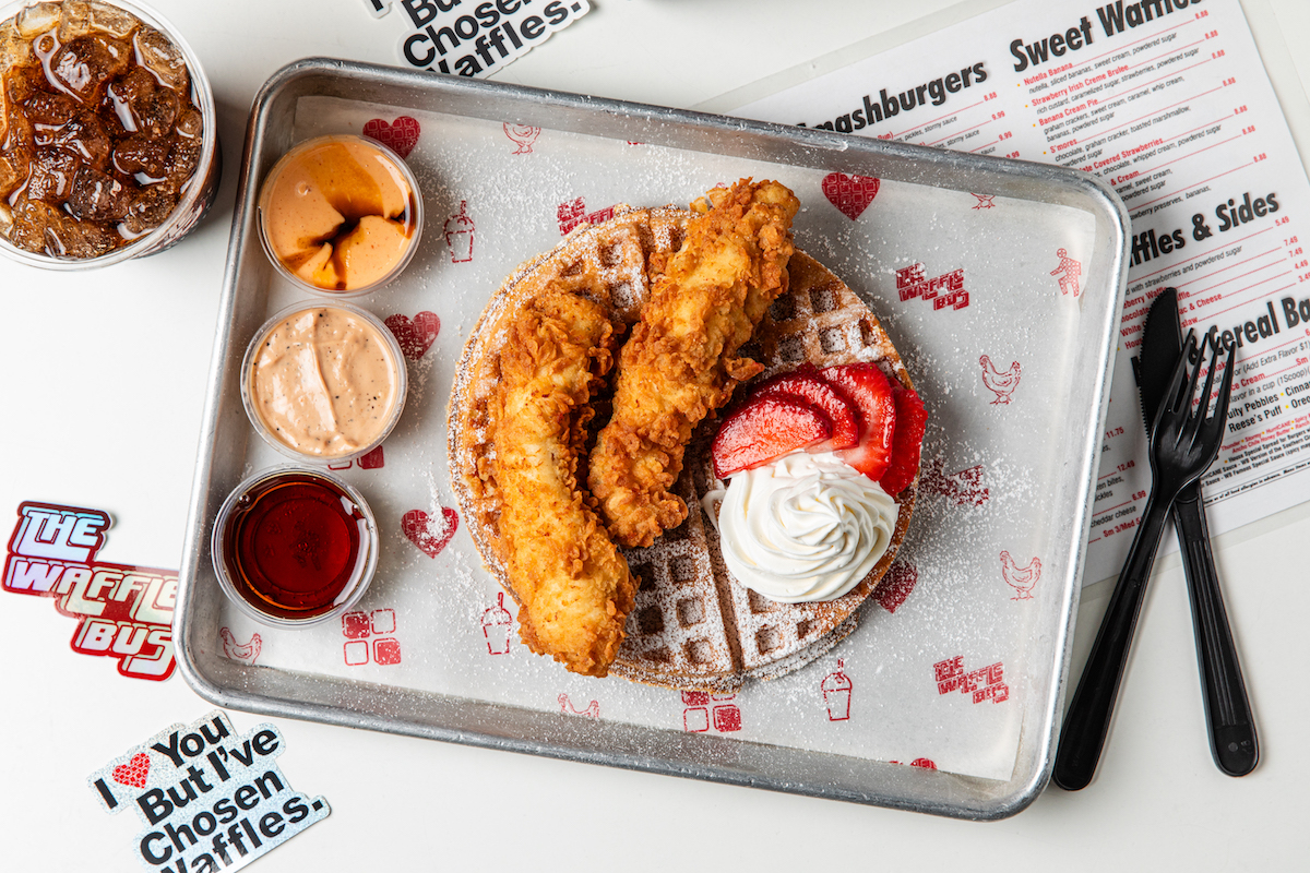 Chicken and waffles at the Waffle Bus. | Photo by Becca Wright
