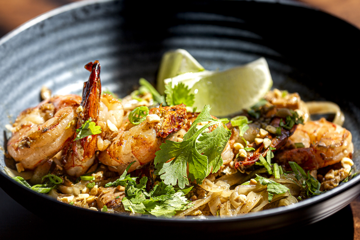 Tiger shrimp pad Thai at Traveler's Cart. | Photo by Jenn Duncan