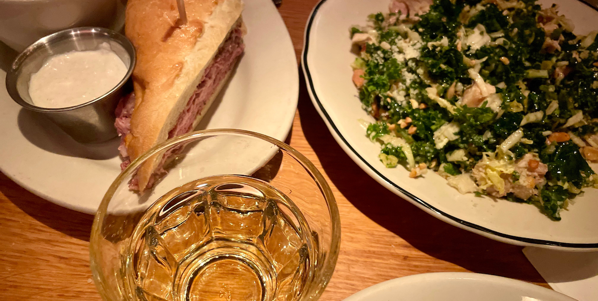 - DiningOut french dip and salad and drink at white house in aspen