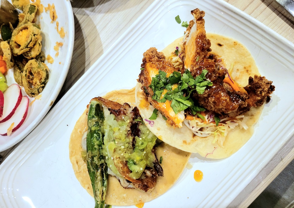 Mexico City Hot Chicken Taco (top right) at Rio Grande Mexican Restaurant is part of the special blood orange menu. | Photo by Linnea Covington