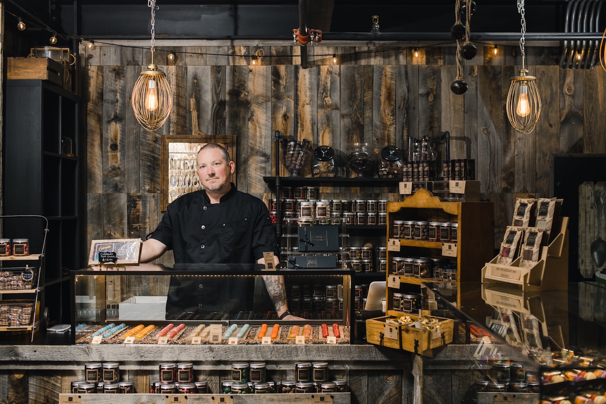 Chef and owner David Lewis at Miette Chocolat. | Photo by From the Hip Photo