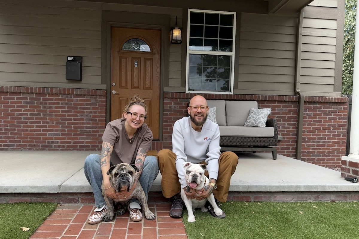 Cliff and Cara Blauvelt with their dogs Ham Bone and Marge. | Photo by Meaghan Kelly