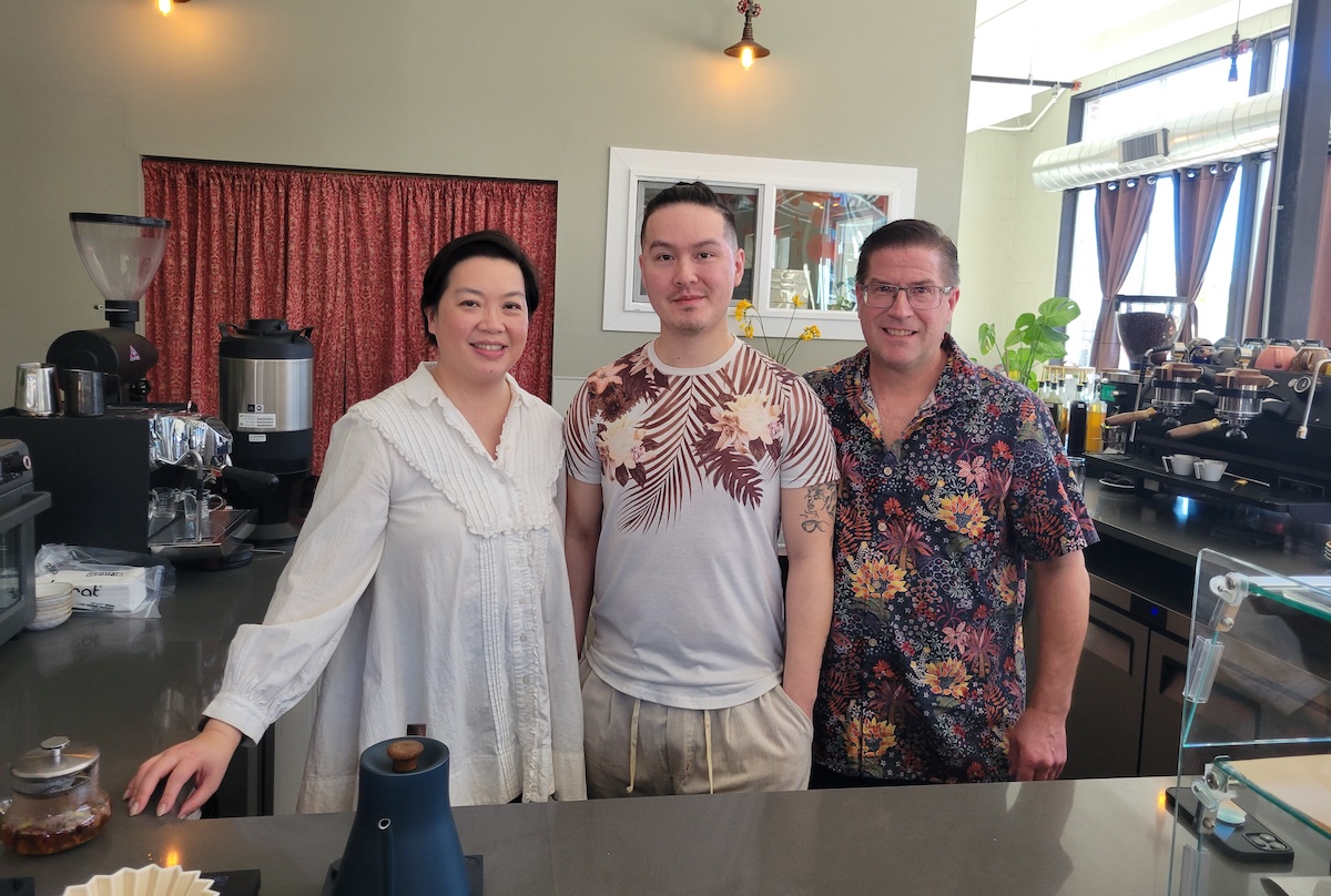 Brenda and Troy Carlson and their son, owners of Coffeegraph in West Highland. | Photo by Linnea Covington