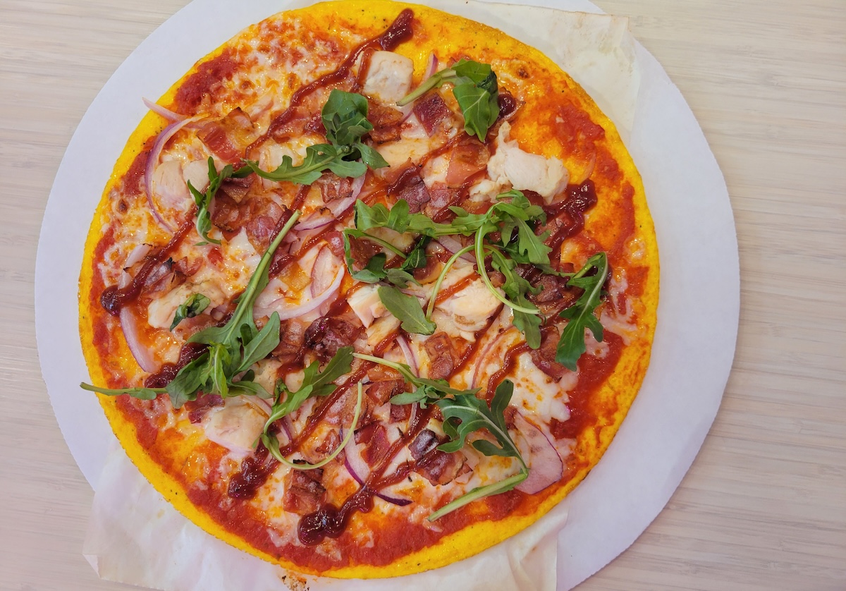 BBQ Chicken Egg Pizza at Eggs Inc. in Denver. | Photo by Linnea CovingtonBBQ Chicken Egg Pizza at Eggs Inc. in Denver. | Photo by Linnea Covington