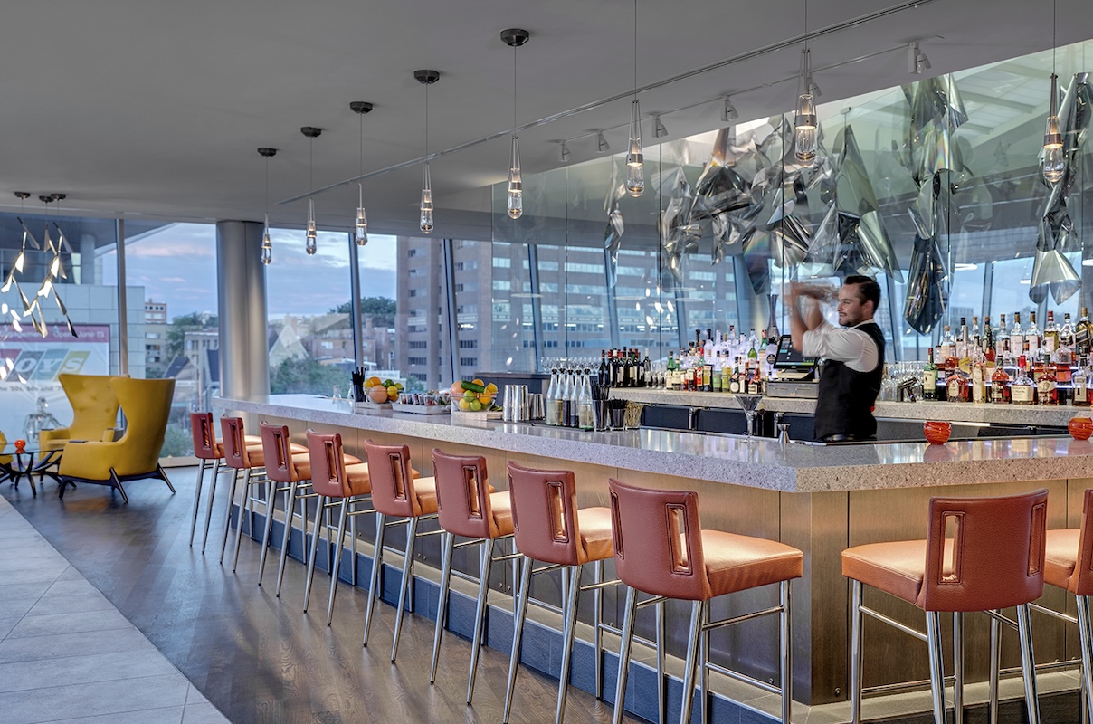 The bar at FIRE at the Art Hotel. | Photo by Art Hotel