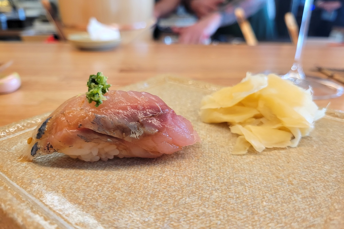 - DiningOut Horse mackerel, one of the many bites during The Counter at Odell's omakase. | Photo by Linnea Covington
