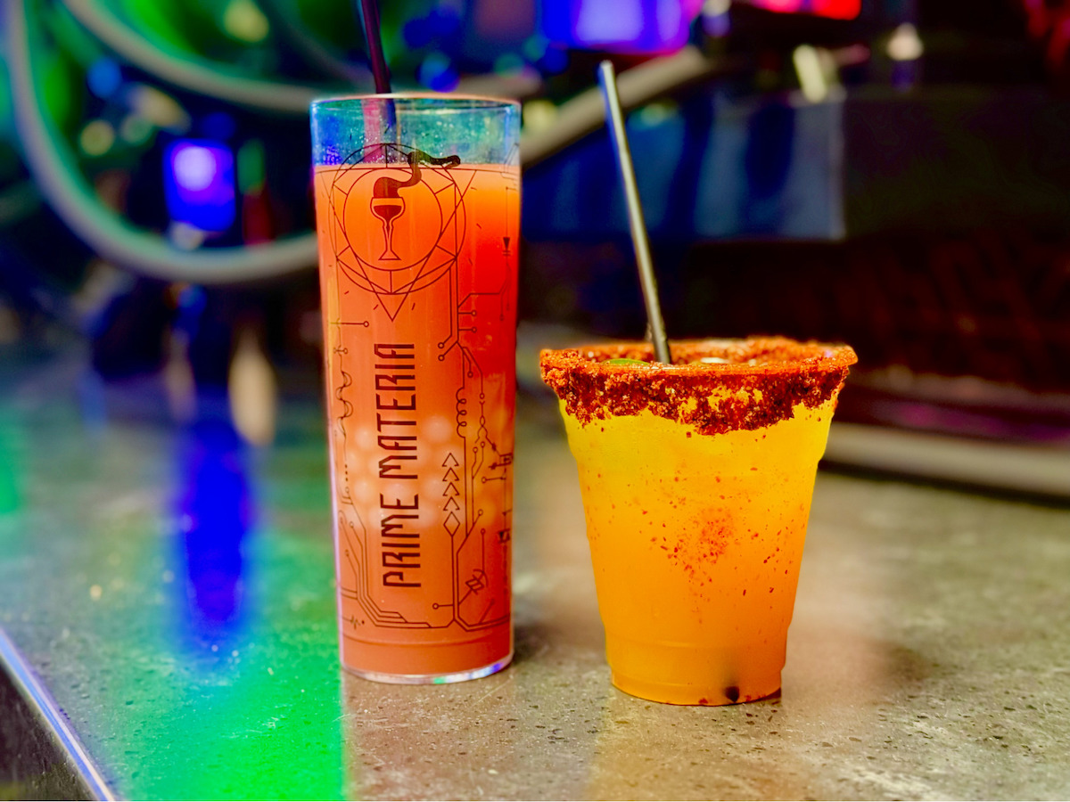 The new Prickly Pear Essence cocktail and Overclocked Margarita at Prime Materia. | Photo by Connor Gray

Pink is our new Prickly Pear Essence.
