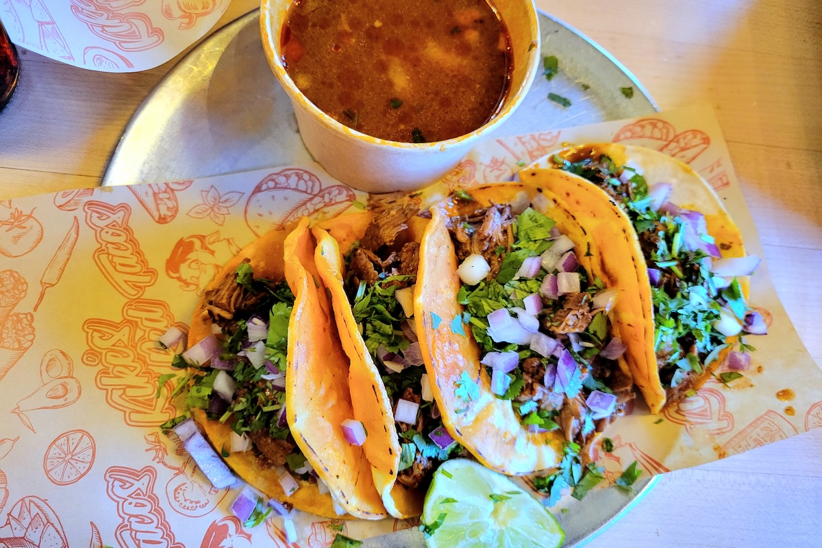 - DiningOut Kike's Red Tacos birria tacos. | Photo by Linnea Covington
