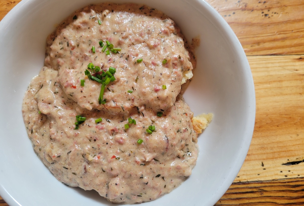 Pastrami gravy on homemade biscuits at Leven Deli Co. | Photo by Linnea Covington