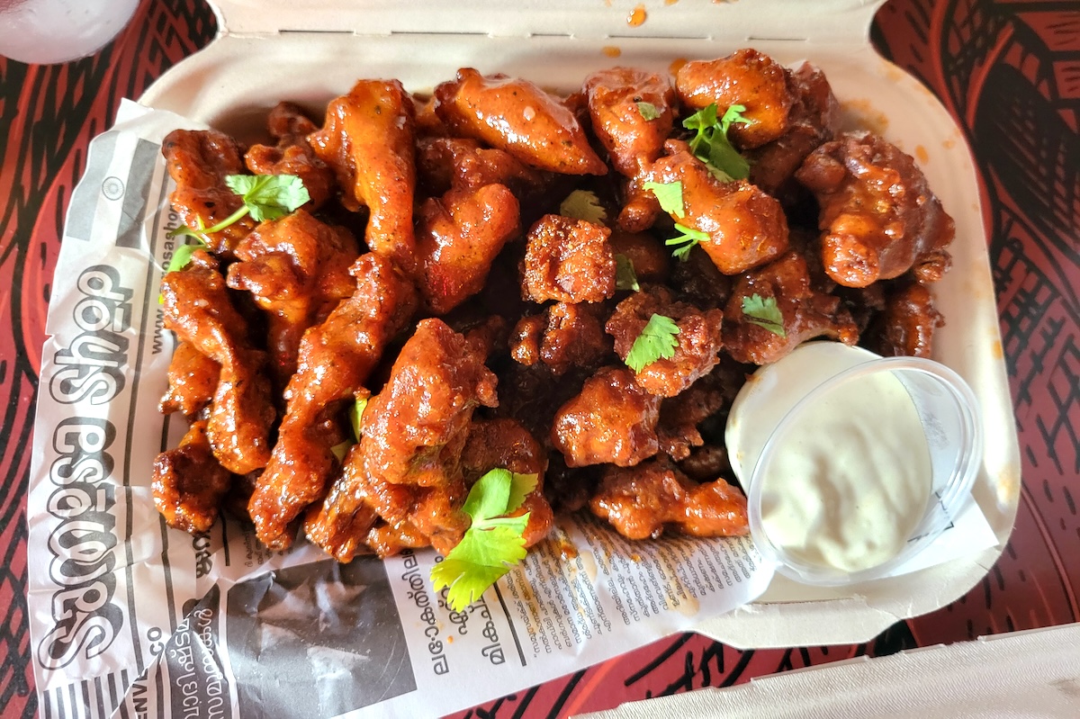 Order the lions mane mushroom nuggets at Samosa Shop. | Photo by Linnea Covington